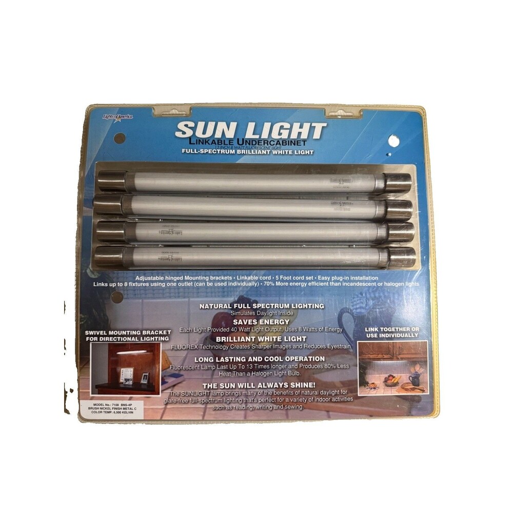 NEW LIGHTS OF AMERICA SUN LIGHT LINKABLE UNDER CABINET FULL SPECTRUM LIGHT KIT